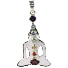 Pendentif Pierres des Chakras Argent 925 Bouddha